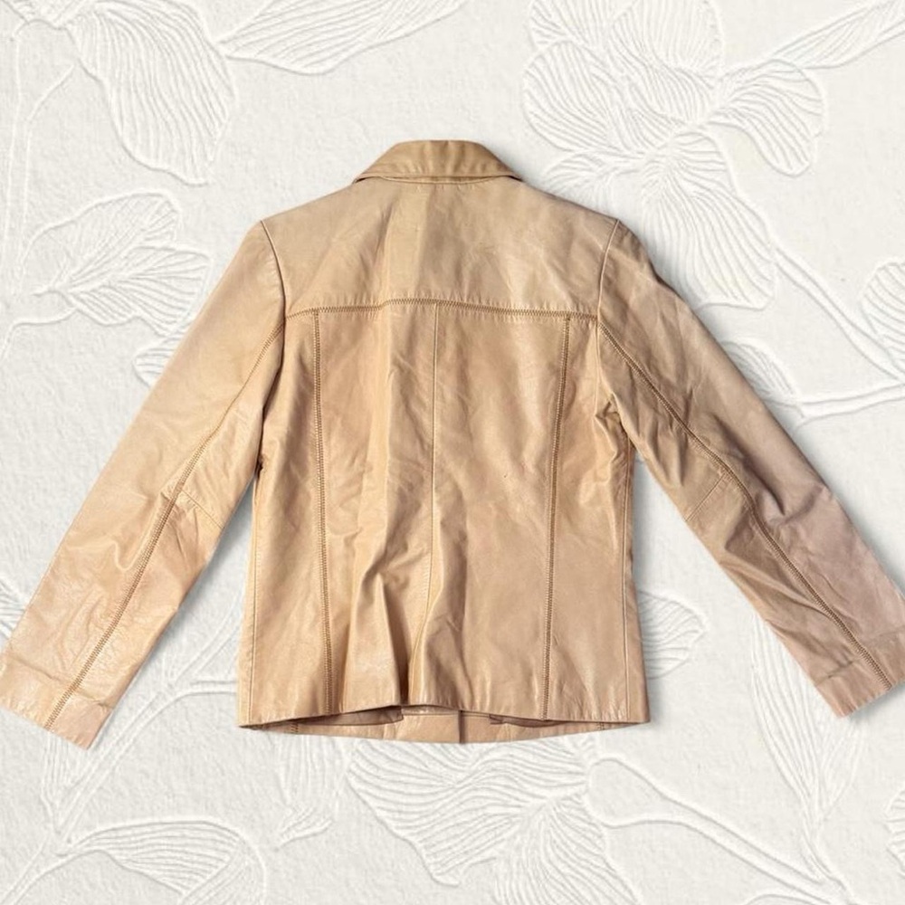 Colebrook & Co Women Tan Full Sleeves Leather Jacket With Button Closure Size S - Picture 2 of 8